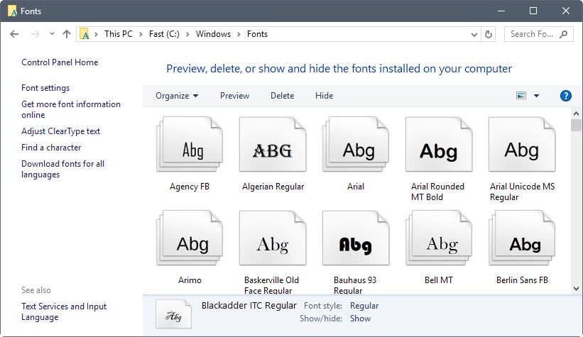 microsoft fonts free download for windows 10